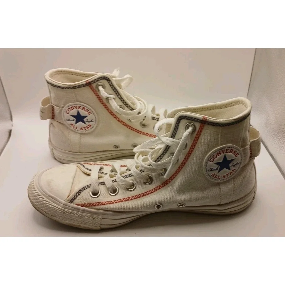 Converse Chuck Taylor All Star High Tops Logo Tag Vintage White A06104C Sneakers - Picture 11 of 16